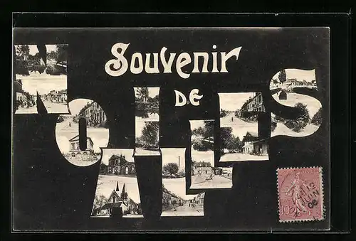 AK Noailles, L`Eglise, Mairie, Ecole, Hotel de Ville