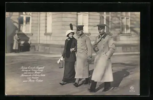 AK Prinz Oskar, Prinzessin Victoria Luise und Herzog Ernst August von Braunschweig