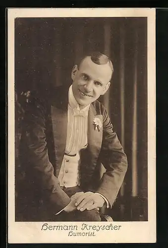 AK Hermann Kreyscher, der Humorist im Abendanzug
