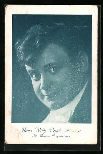 AK Hans Willy Rejall, Portrait des jungen Komikers