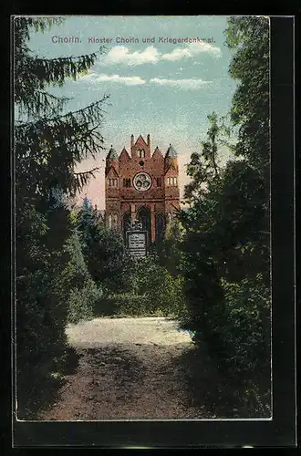 AK Chorin, Kloster Chorin mit Kriegerdenkmal