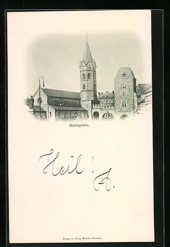 AK Eisenach, Karlsplatz mit Uhrenturm