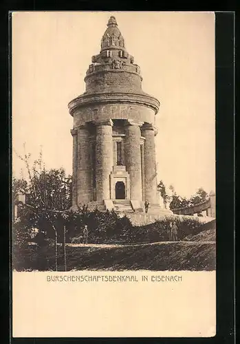 AK Eisenach, Burschenschaftsdenkmal mit Besuchern