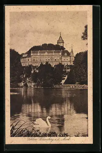 AK Wiesenburg /Mark, Flusspartie mit Schloss