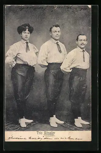 AK Trio Rössler in Bühnenkostümen, Variete