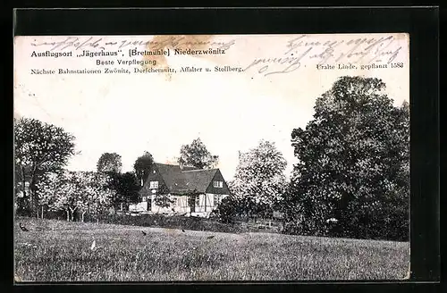 AK Niederzwönitz, Gasthaus Jägerhaus Bretmühle