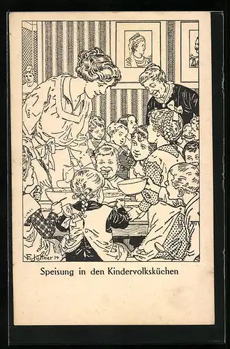 AK Speisung in den Kindervolksküchen, Kinderfürsorge