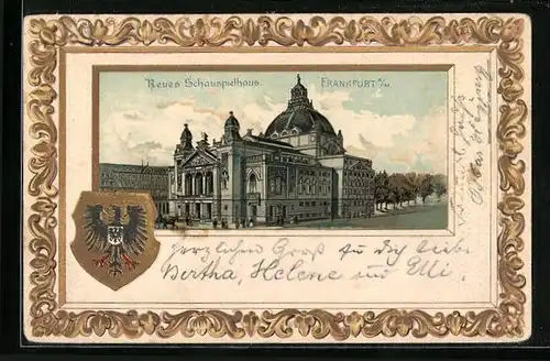 Passepartout-Lithographie Frankfurt a. M., Neues Schauspielhaus, Wappen