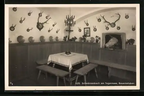 AK Schwärzenbach am Tegernsee, Originelle Gaststätte, Bauernstube, Innenansicht