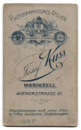 Fotografie Josef Kuss, Mariazell, Wiener Str. 61, Älterer Herr mit Schnauzbart