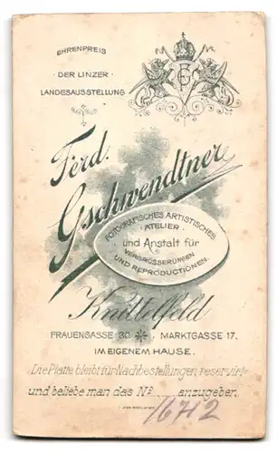 Fotografie Ferd. Gschwendtner, Knittelfeld, Frauengasse 30, Marktgasse 17, Junger Herr in Trachtenjacke mit Krawatte