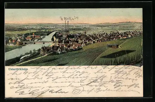 AK Untertürkheim, Blick auf den Ort