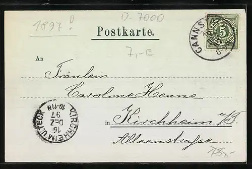 Mondschein-AK Cannstadt, Kursaal im Vollmondlicht