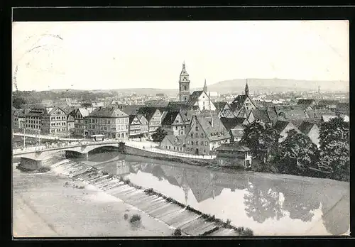 AK Stuttgart-Cannstatt, Ansicht auf den Neckar und Cannstatt vom Kgl. Wilhelmstheater aus