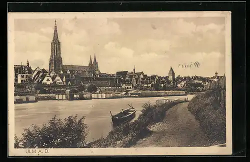 AK Ulm a. D., Ortsansicht mit Fluss