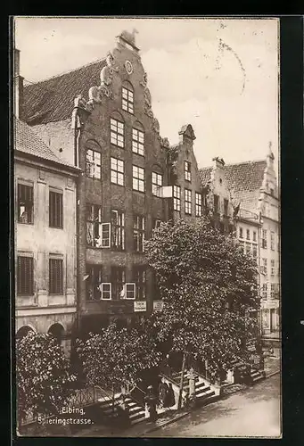 AK Elbing / Elblag, Alte Häuse in der Spieringstrasse