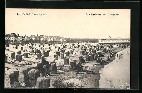AK Swinemünde, Familienleben am Damenbad