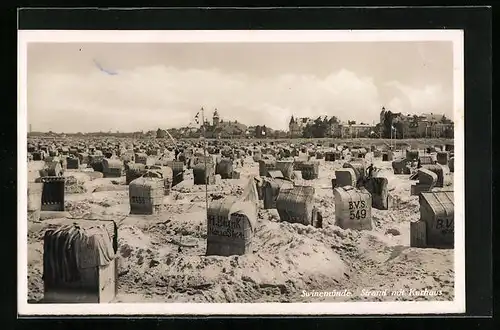 AK Swinemünde, Strand mit Kurhaus
