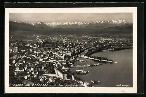 AK Bregenz am Bodensee, Teilansicht mit der Säntisgruppe