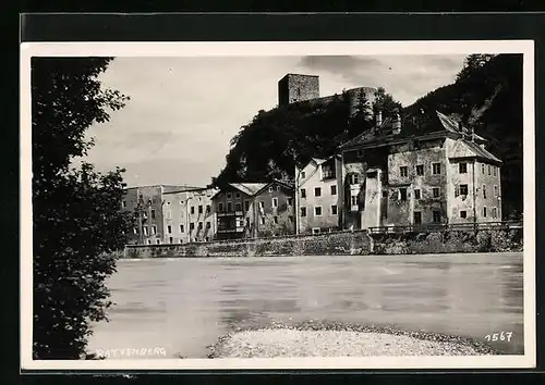 Foto-AK Rattenberg, Uferpartie mit Burg