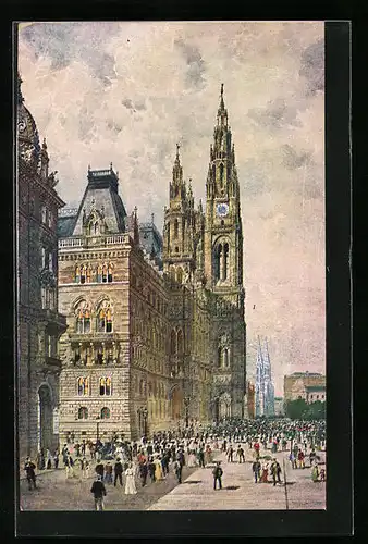 AK Wien, Passanten vor dem Rathaus