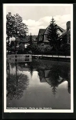 AK Bad Altheide, Uferpartie an der Weistritz