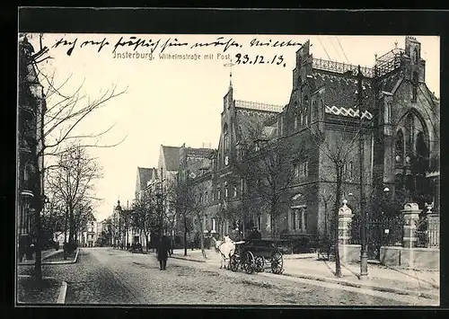 AK Insterburg, Wilhelmstrasse mit Post