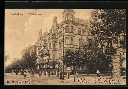 AK Insterburg, Wilhelmstrasse mit Cafe