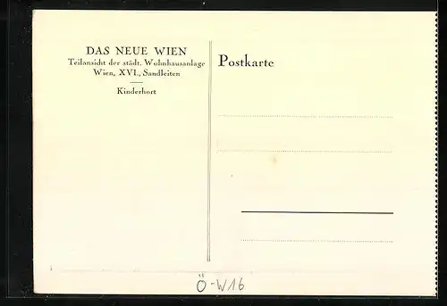 AK Wien-Sandleiten, Teilansicht der städt. Wohnhausanlage, Kinderhort