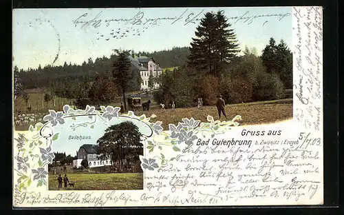 AK Zwönitz, Gasthaus Bad Gutenbrunn, Badehaus