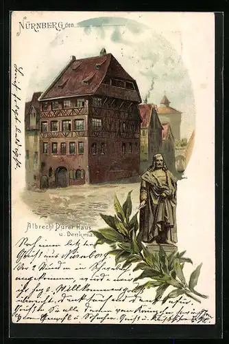 AK Nürnberg, Albrecht Dürer Haus u. Denkmal