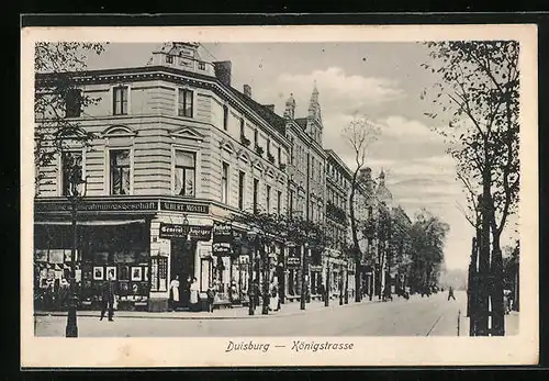 AK Duisburg, Königstrasse mit Geschäften