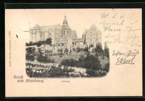 AK Marburg, Fernblick auf das Schloss