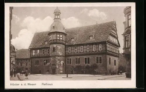 AK Höxter a. d. Weser, Strassenpartie am Rathaus