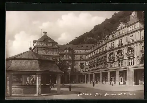 AK Bad Ems, Neuer Brunnen mit Kurhotel