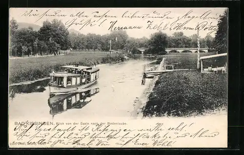 AK Bad Kissingen, Blick von der Saale zur Bodenlaube