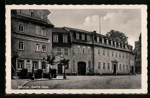 AK Weimar, Goethe-Haus und Gasthaus zum weissen Schwan