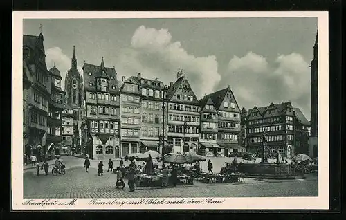 AK Alt-Frankfurt, Römerberg mit Blick zum Dom