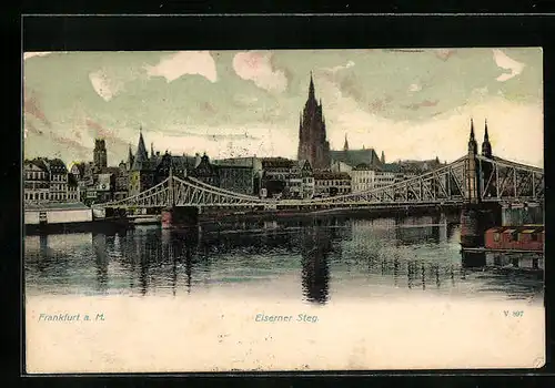 AK Frankfurt /Main, Brücke Eisener Steg über dem Main