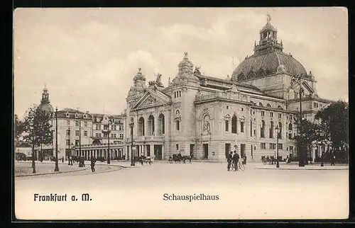 AK Frankfurt /Main, Schauspielhaus mit Besuchern