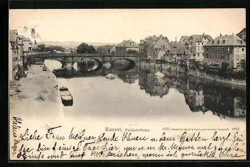 AK Kassel, Ortsansicht mit Fuldabrücke