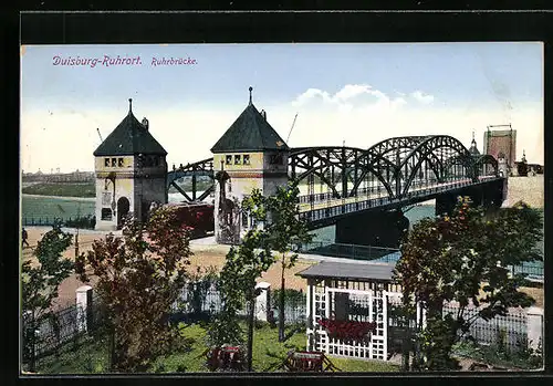 AK Duisburg, Ruhrbrücke mit Kleingarten