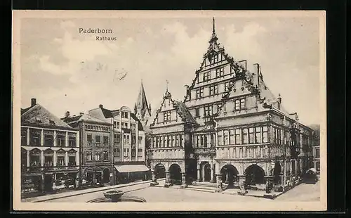 AK Paderborn, Rathaus mit Brunnen