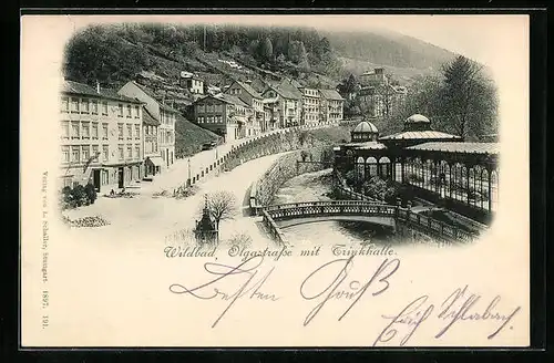 AK Wildbad, Olgastrasse mit Trinkhalle