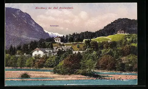 AK Bad Reichenhall, Flusspartie vor dem Ort mit Reiteralpe