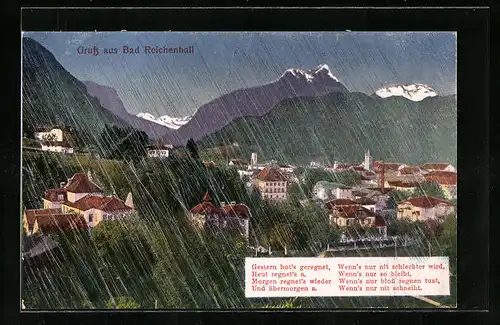 AK Bad Reichenhall, Ortsansicht bei Regen