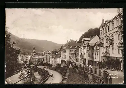 AK Wildbad, Olgastrasse mit Wohnhäusern