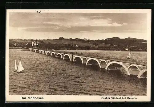 AK Delecke /Möhnesee, Grosser Viadukt beim Ort