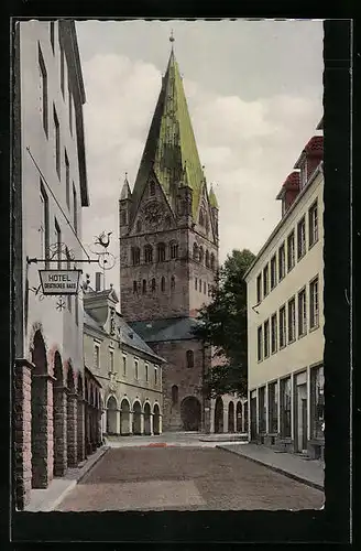 AK Soest, Ortsansicht mit Kirche und Hotel Deutsches Haus