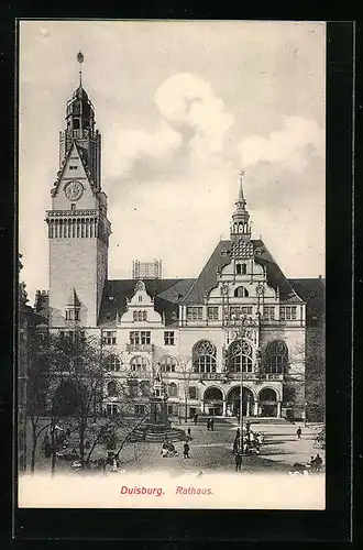AK Duisburg, Rathaus mit Vorplatz
